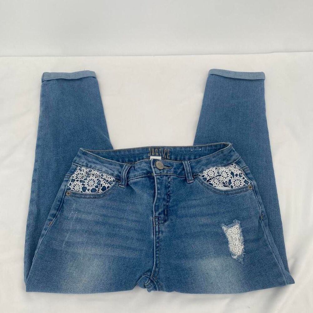 Justice Blue and White Skinny Jeans 16